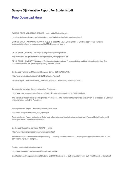 Pdf Sample Ojt Narrative Report For · Pdf Filesample Ojt Narrative