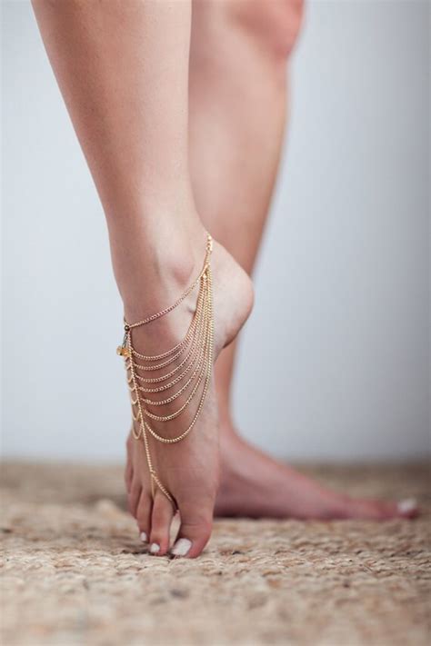 Gold Barefoot Sandal Foot Chain Toe Ankle Chain Foot