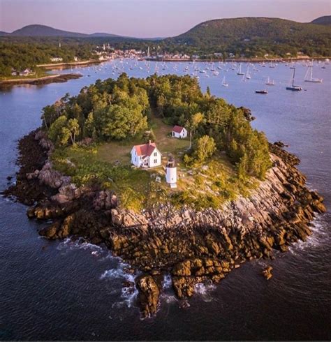 Curtis Island Lighthouse Camden Harbor Maine Photography Drone Photography England Photography