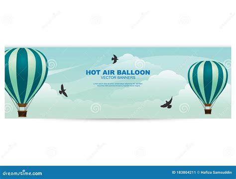 Hot Air Balloon Banner Vector Illustration Decorative Background Design Stock Illustration