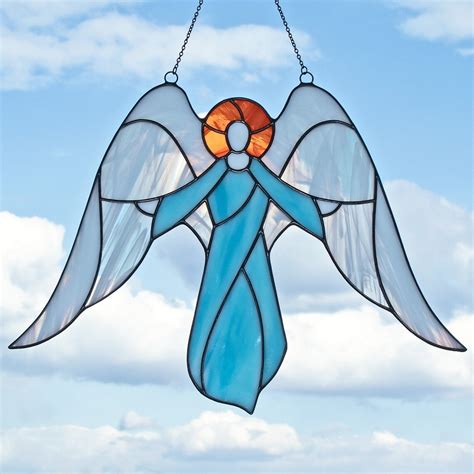 Stained Glass Guardian Angel Suncatcher Window Hanging Decor Etsy