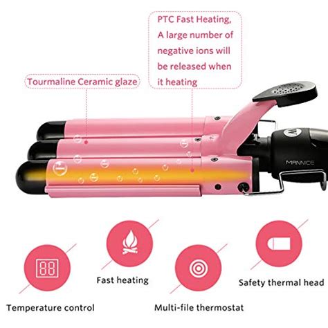 Hair Curling Iron Three Barrel Wand 1 Inch Hair Waver Curling Iron For Long Or Short Hair