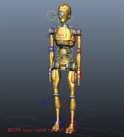 做好绑定的maya机器人模型机械角色模型下载 摩尔网cgmol