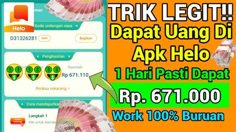 BONGKAR Rahasia Cepat Dapat Uang Di Apk Helo Cara Cepat Dapat Duit