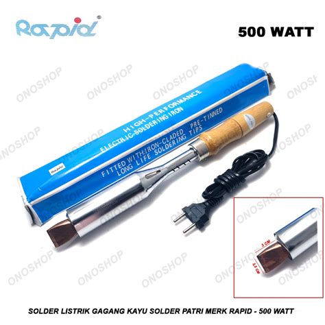 Jual Solder Listrik Gagang Kayu Solder Patri Merk Rapid Watt