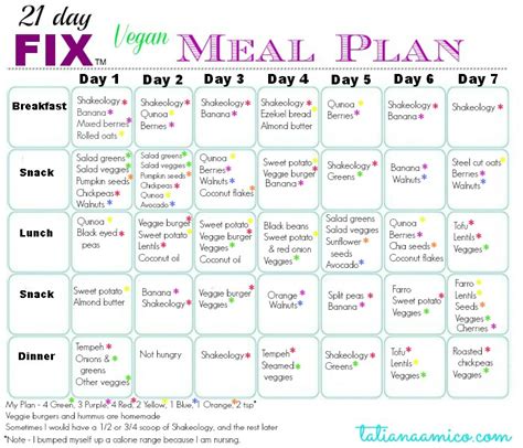 21 Day Fix Printable Meal Planner