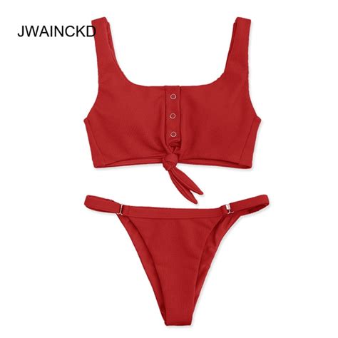 Conjunto De Bikini Acanalado Para Mujer Ba Ador Sexy Anudado Con