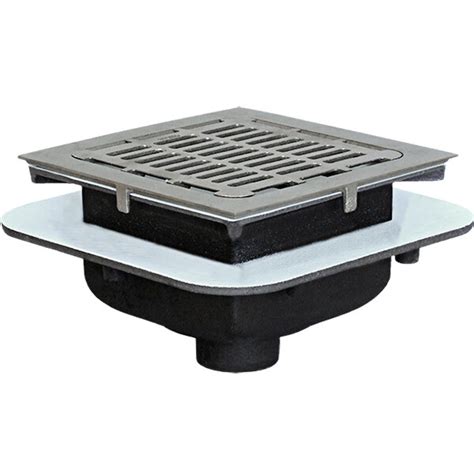 Josam 12 Square Flangeless Cast Iron Floor Sink With Nickel Bronze Grate