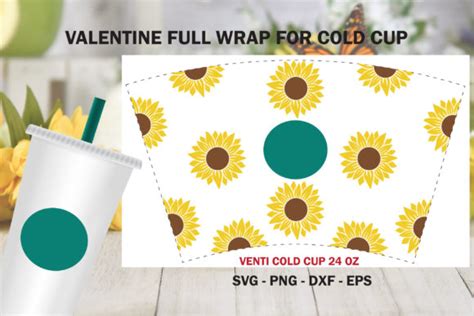 Sunflower Full Wrap Venti Cold Cup 24oz Graphic By JaroenSvgDesign