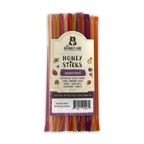 The Honey Jar Assorted Variety Pack Honey Sticks 20 Count Package