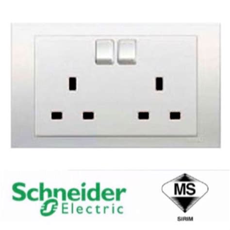 Schneider Vivace Kb25 250v 13a 2 Gang Switched Socket Twin Switch Socket White Shopee Malaysia