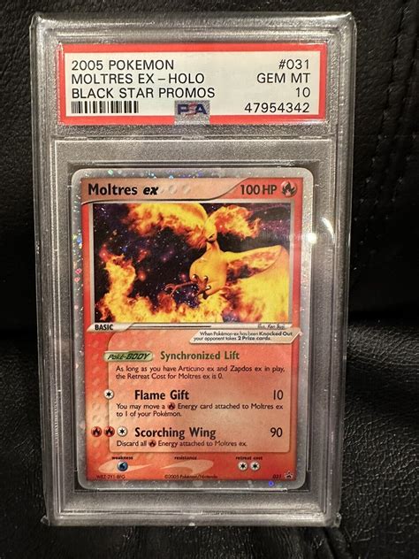 Pokemon PSA 10 GEM MINT Moltres EX 031 Black Star Promo 2005 Values MAVIN