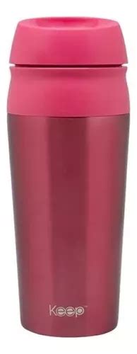 Mug Termico Con Botón Keep 450ml Tipo Vaso Color Rosa Chicle Boton