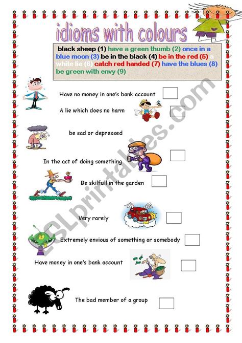 Idioms With Colours Esl Worksheet By Florimago