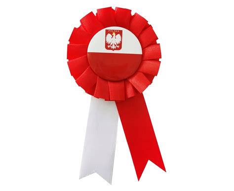 Kotylion Polska Biało Czerwony Flaga Godło Orzeł 12615038830