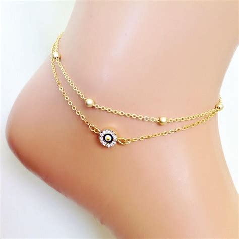 Gold Plated Evil Eye Anklet Amulet Charm Gold Anklet Summer Etsy In