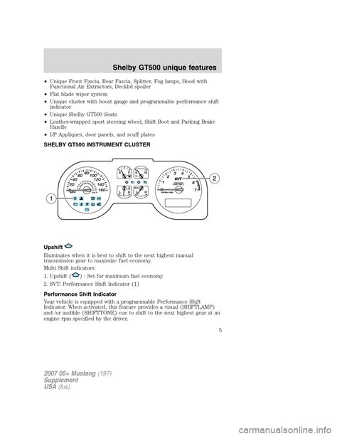 Ford Mustang G Shelby Gt Supplement Manual Pages