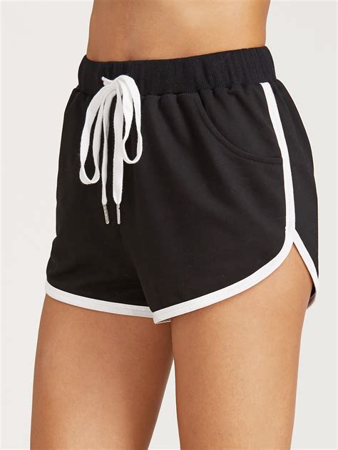 Drawstring Waist Contrast Binding Dolphin Shorts Sheinsheinside