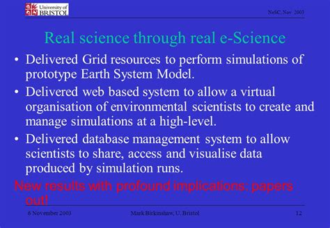 Nesc Nov 2003 Bristol Regional E Science Centre Progress And Plans