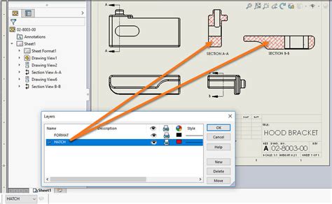 SOLIDWORKS 2018 Drawing Area Hatch Applied To Layer