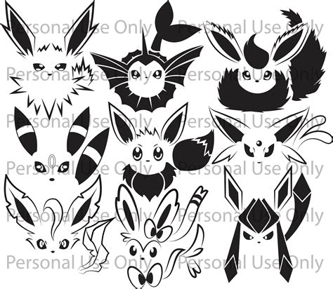 Eeveelution Svg Silhouette Png Layered Clipart Pokemon Etsy The Best