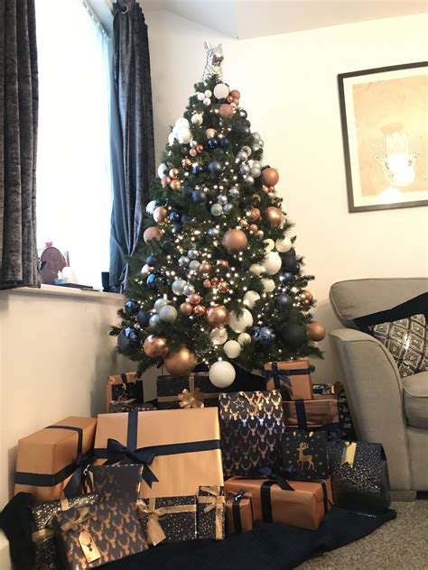 Rose Gold Navy Christmas Tree