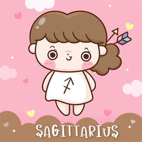 Premium Vector Cute Sagittarius Zodiac Horoscope Doodle Style Kawaii