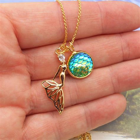 Mermaid Necklace Gold Mermaid Necklace Mermaid Beach Etsy