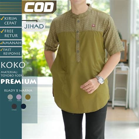 Jual Baju Koko Pria Kurta Dewasa Lengan Pendek Premium Habib 057