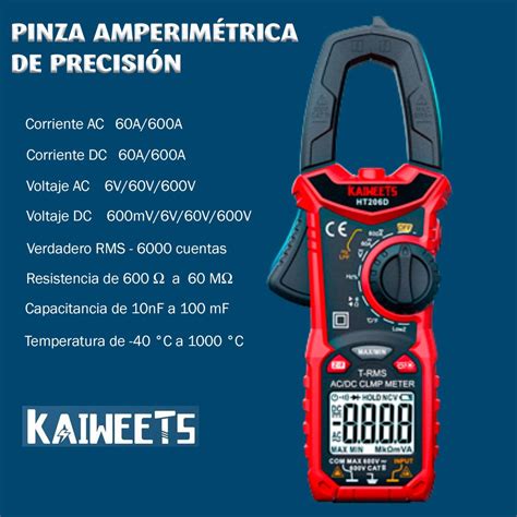 Kaiweets HT 206D Pinza Amperimétrica Profesional Techgo Peru 2024