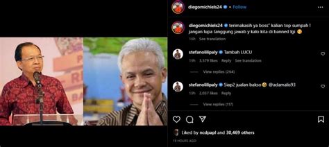 Instagram Ganjar Banjir Komentar Pedas Dari Pemain Sepak Bola Usai