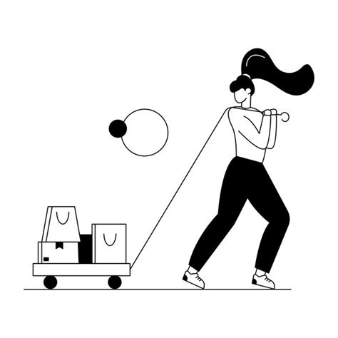 pulling cart vectors illustrations