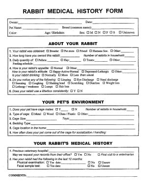 Veterinary Patient History Form Template Fill Online Printable