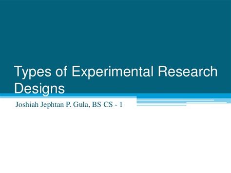 Different Types Of Experimental Research Design