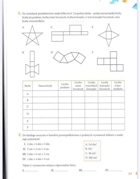 Matematyka bryły 6 klasa BŁAGAM POMÓŻCIE PILNE DAJE NAJ Brainly pl