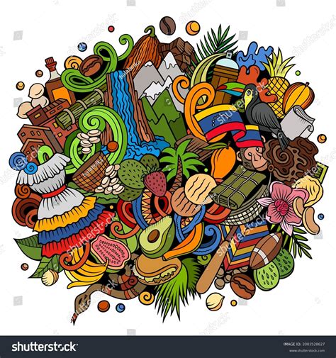 Venezuela Hand Drawn Cartoon Doodles Illustration Stock Vector Royalty