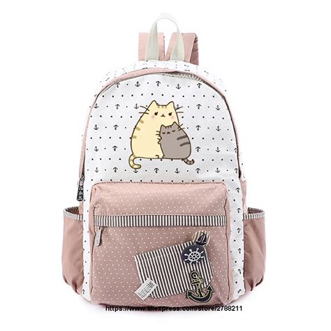 Pusheen Cat Canvas Bag Unicorn Rucksacks Backpack For Teenagers Girls