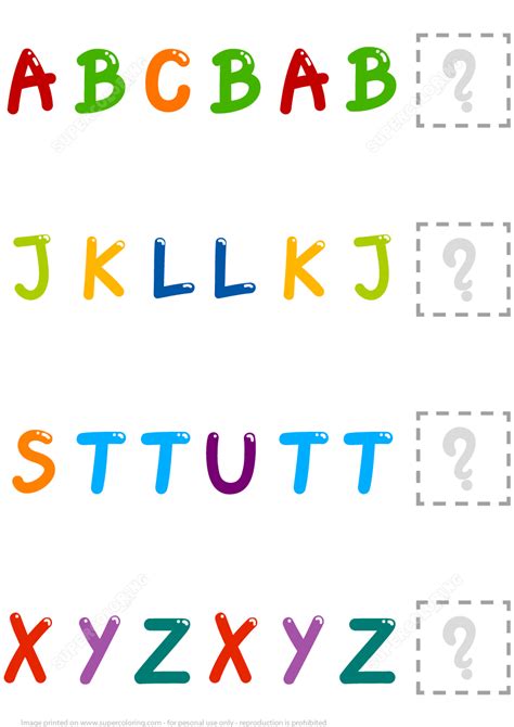 Complete The Pattern Puzzle With Alphabet Letters For Preschool Free