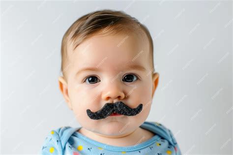 Premium Photo Photo Funny Baby With Mustache On A White Background