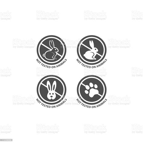 Not Tested On Animals Vector Sticker Label Set Stock Illustration