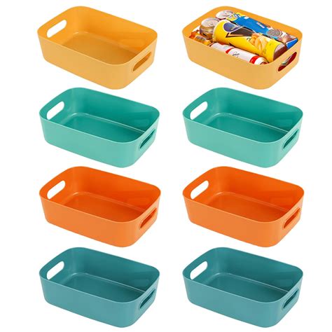 Plastic Storage Baskets 8 Pack Small Pantry Baskets For Organizing Organizer