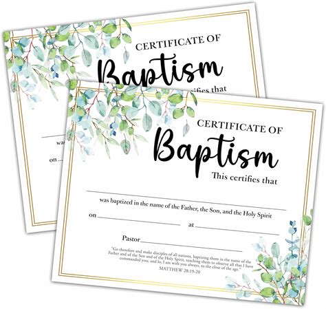 Amazon Baptism Certificates Baptism Certificates For Church