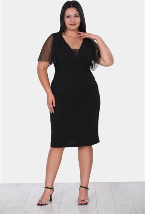 Hasvel Black Knee Length Dress Plus Size Dress Size 3xl Prom Dress