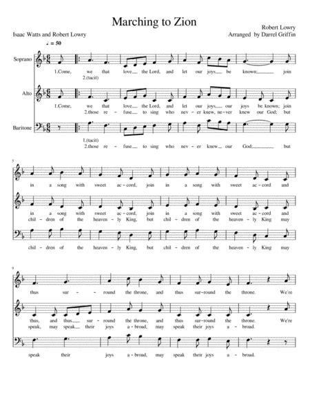 Marching To Zion Arr Darrel Griffin By Isaac Watts And Robert Lowry Sheet Music For Sab Choir