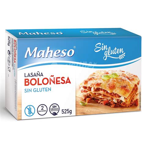 Maheso Lasaña de carne boloñesa realizada sin gluten y sin grasas