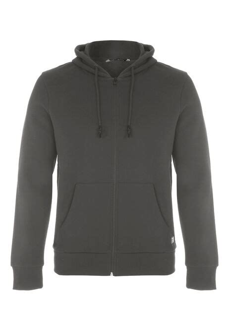 Mens Charcoal Grey Zip Thru Hoody Peacocks