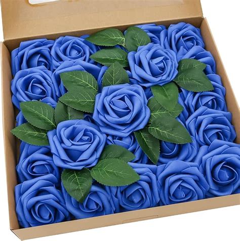 Owlkela Pezzi Rose Di Schiuma Blu Fiori Finti Rose Finte Blu