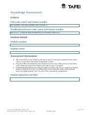 Hltaap Ae Kn Of Pdf Knowledge Assessment Criteria Unit Code Name