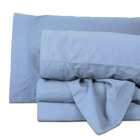 Better Homes And Gardens Washed Cotton Percale 300 Thread Count Sheet Set Queen Blue