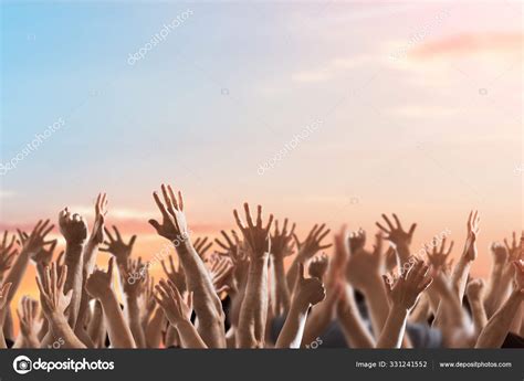 Crowd People Raising Hands Celebration Event — Stock Photo ...